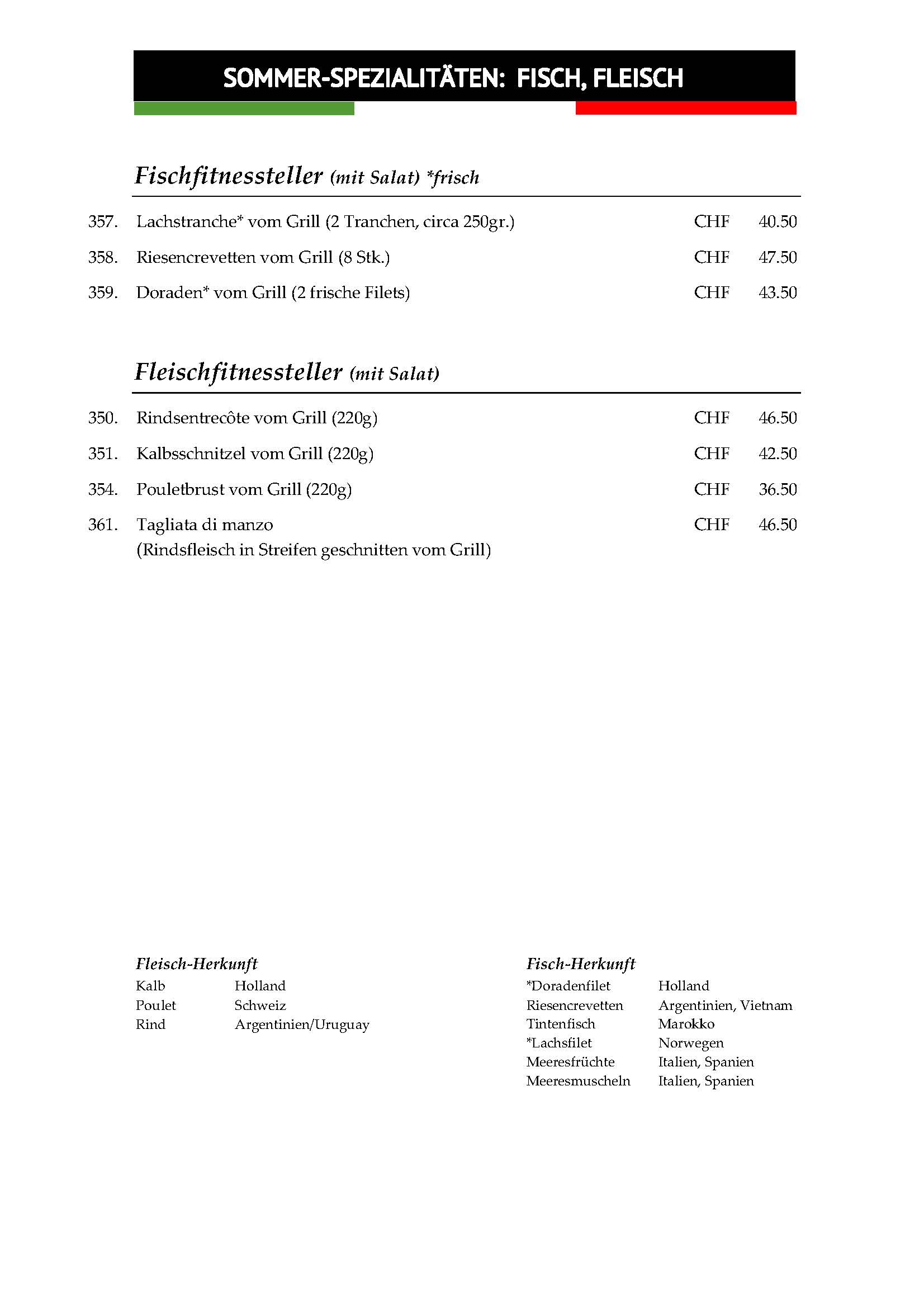 SOMMER Fitnessteller mit Fisch und Fleisch 2026 - Ristorante Romana Mönthal Aargau